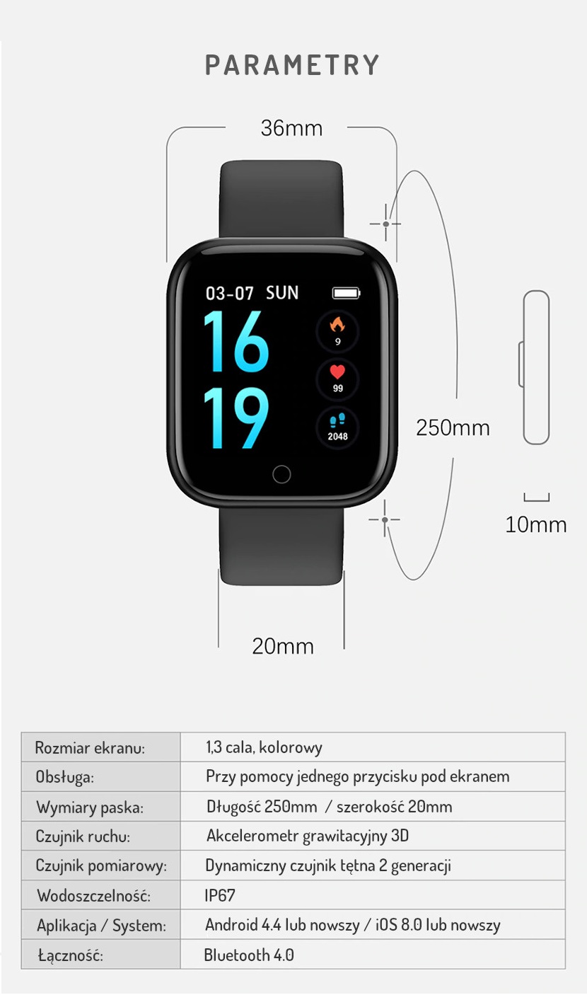 Stylowy Smartwatch Nano 8 Wymienne Bransolety